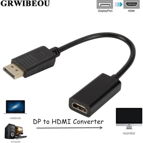 Grwibeou 1080P DP to HDMI Adapter Display Port DP Male To HDMI Female Adapter Black High Quality Dp To Hdmi Converter For HDTV