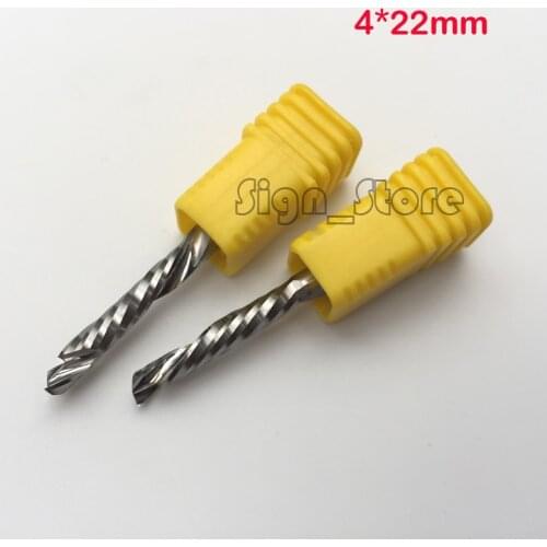 2pcs 4x22MM Up &Down Cut- One Single Spiral Flute Carbide CNC Mill Milling Tools Milling Cutter Woodworking Cutting Router Bit