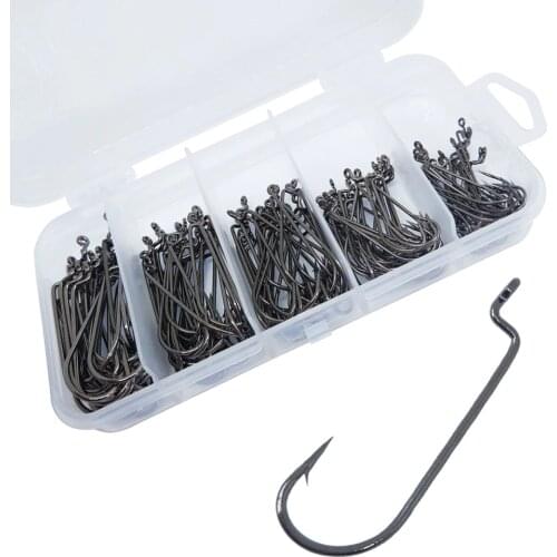 230-pieces Worm Hook Fishing Kit Carbon Steel Mustad Offset Hooks OShaughnessy Fishhook Feeder Carp Fishing Hooks Set