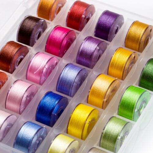 25 Different Colors Embroidery Pre-wound Bobbins Thread kit for Brother Babylock Janome Singer Pfaff Bernina Machines