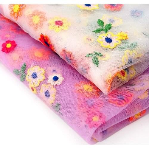 CHEER BOWS 90*150cm 1pc Gauze Fabric Embroidery Floral Apparel Sewing Materials Home Textile Patches Handmade Crafts Supplies