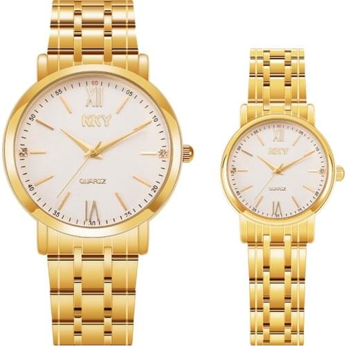 Big Discount)Couple New Watches For Lovers Quartz Wristwatches Fashion Business Men Watch for Women Clock Gold Pair Hour 2021