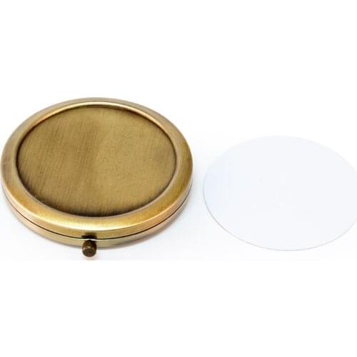 Bronze Compact Pocket Mirror + 58 mm Sublimation Plate 10 pieces/Lot