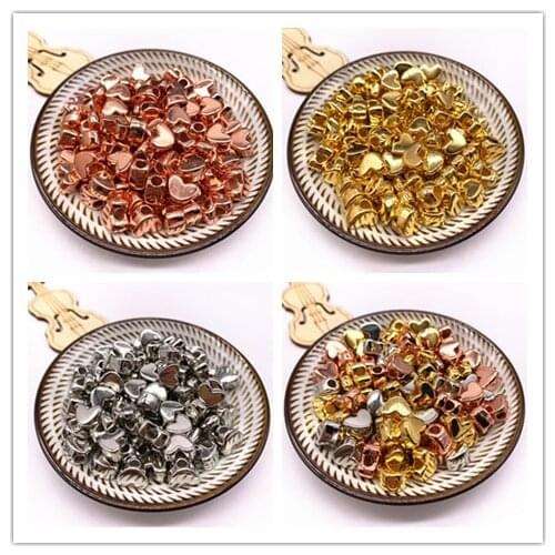 30pcs 10x8x5mm Love Heart Rose Gold Acrylic Loose Spacer Beads for Jewelry Making Bead Diy Necklace Bracelet