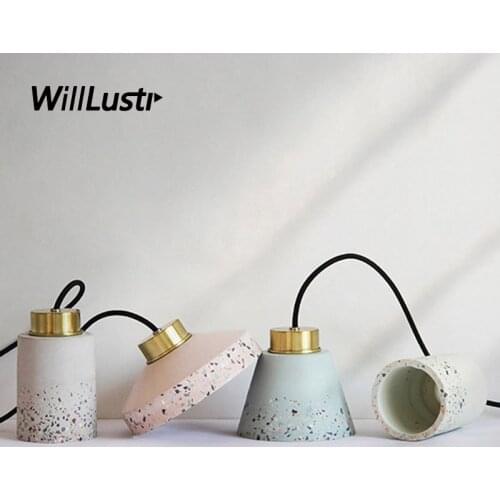 Colorful Cement Pendant Lamp Pink Green Blue Gray Hotel Restaurant Cafe Bar Dining Room Bedroom Iron Suspension Hanging Lighting