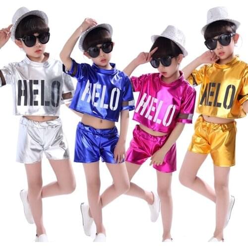 Children Jazz Dance Costumes Modern Ballroom Kids Girls Cheerleader Clothing Boys Tops Shorts Stage Wear Performance Hip Hop