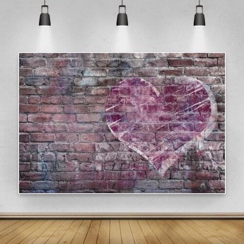 Laeacco Grunge Photophone Graffiti Heart Brick Wall Photographic Backdrop Baby Shower Portrait Photography Backgrounds Photozone