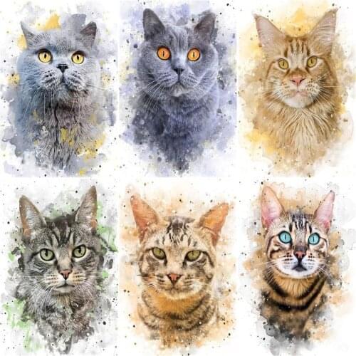 GATYZTORY Paint By Number Cat Drawing On Canvas WatercolourHand Painted Painting DIY Pictures By Numbers Animal Kits Home Decor