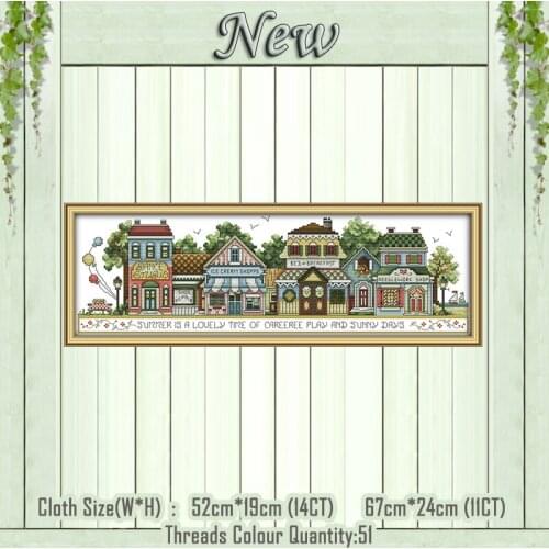 Street views svenery cartoon diy painting counted print on the canvas DMC 11CT 14CT kits Cross Stitch embroidery needlework Sets