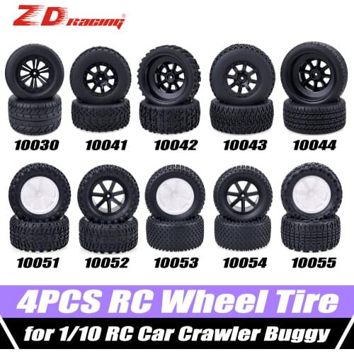 ZD Racing 4PCS RC Wheel Tire Wheels Tires Rubber 12mm Hub Hex Wheel Rim for 1/10 RC Car Crawler Buggy Monster Truck Big Foot Car