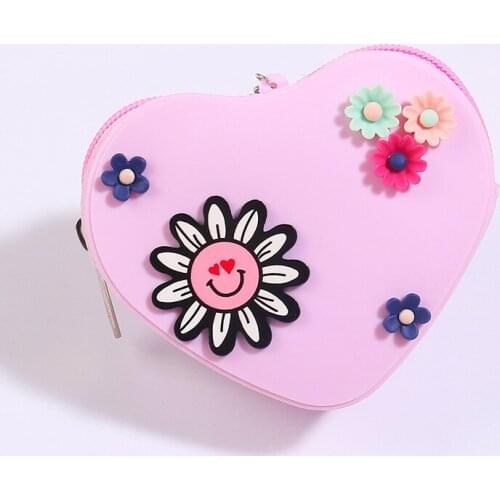 20PCS / LOT Portable Cartoon Silicone Zero Wallet Classic Heart Key Bag Sunflower Coin Purse Girl cute Small Storage Bag
