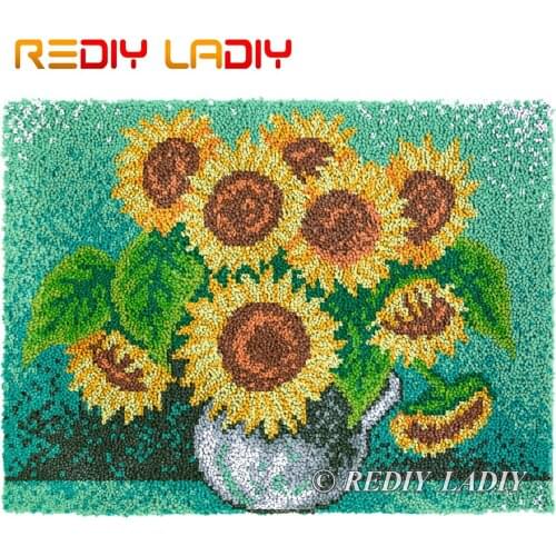 Latch Hook Kits DIY Carpet Rug Sunflowers Plush Wall Tapestry Kits Crochet Floor Mat Chunky Yarn Cushion Hobby & Crafts 81*61cm