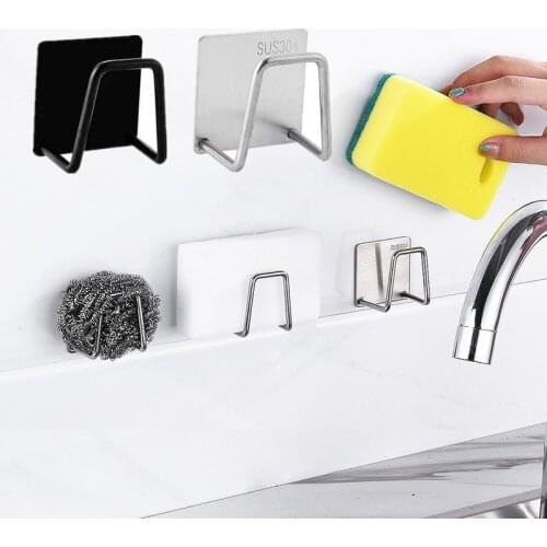 Kitchen Accessories Sponges Holder Adhesive Sink Sponges Drain Drying Rack Stainless Steel Storage Holder Bathroom Accessories