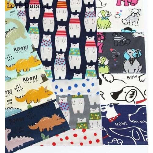 Cartoon Dog Bear Dinosaur Pet Dots Round 100% Cotton Twill Fabric Tissue For Kids Bedding Sheet Pillow Patchwork Cushion Clothes