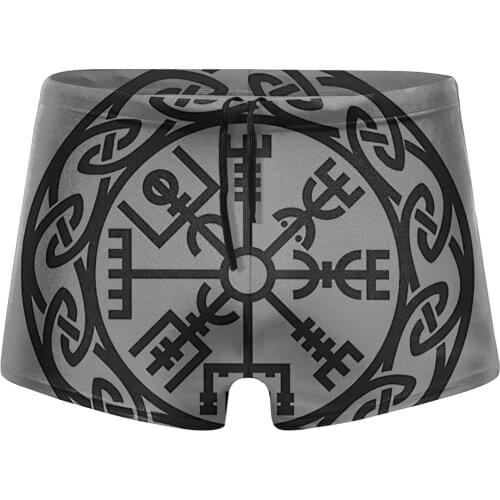 Men Thor beach swimming trunks Vegvisir Iceland Runes Compass Vikings Futhark Zipper shorts husband for the sea Pool