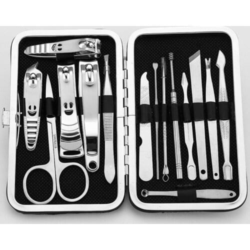 Manicure Set Nail Clippers 15 PCS Pedicure Kit Stainless Steel with Black Case for Women and Men Lifetime Use Gift pedicure kit