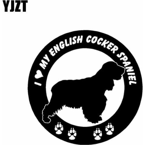 YJZT 15CM*15CM I Love My English Cocker Spaniel Dog Car Bumper Decal Sticker Black/Silver C2-3238