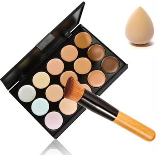 2020 New 15 Color Contour Face Makeup Concealer Palette Corrector Make up Base Pallete + Sponge Puff + Powder Brush Set Cosmetic