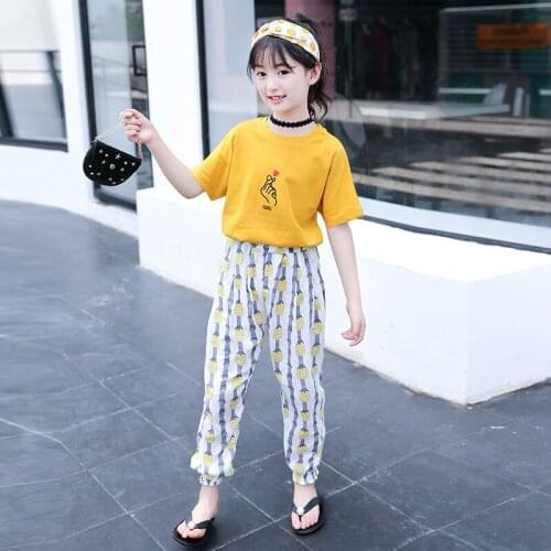 Toddler Baby Girl Clothes Summer 2019 Cotton Tops T Shirt Pants 2PCS Clothes Set for Teenage Girls 6 8 10 12 14 Years Old