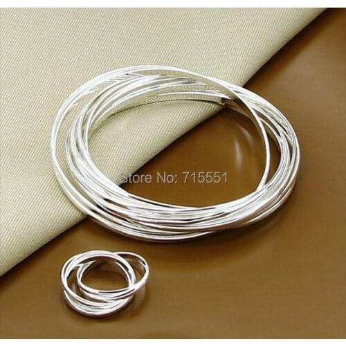 Wholesale Price, trendy jewelry, Silver jewelry, silver bracelets & rings jewelry sets,Women Jewelry Set