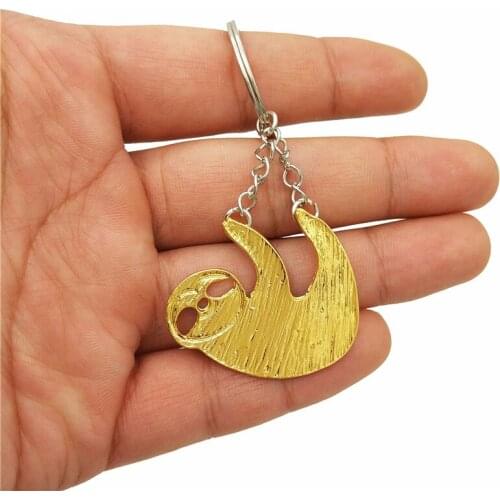 Wholesale Hot Fashion Cute Sloth Key Chain Gold Color Color Charm Animal Pendant For Women Men Girls Gift Keyring Jewelry