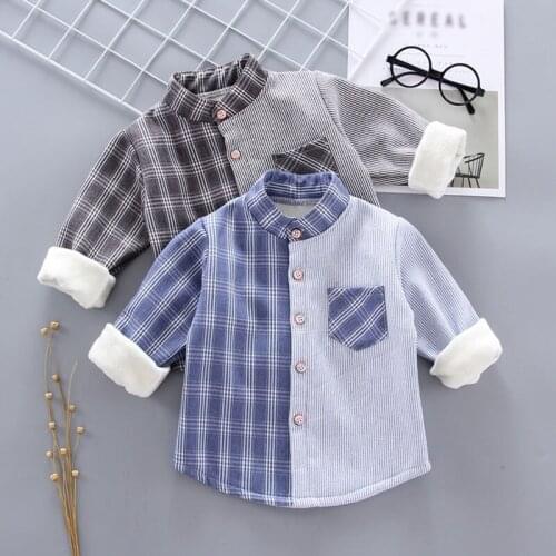 Autumn Baby Boy Tees Shirts Long Sleeve Stripe Plaid Print Loose Kids Tops Casual Blouse 6M-3T Boy Fashion Shirts