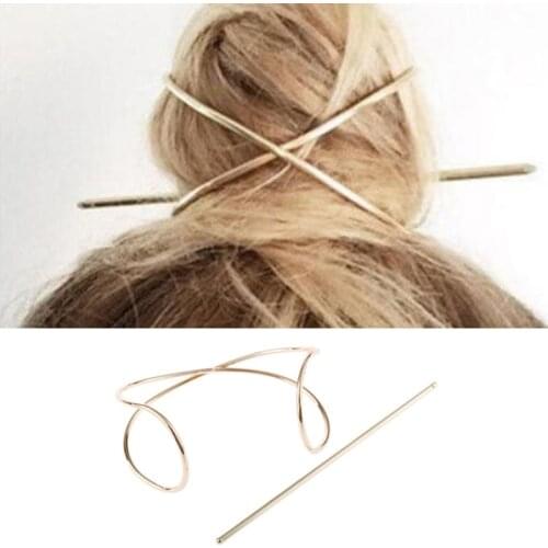 Hollow Geometric Metal Hair Stick Bun Holder Hairpin Barrette Hair Clip Clamp Headdress
