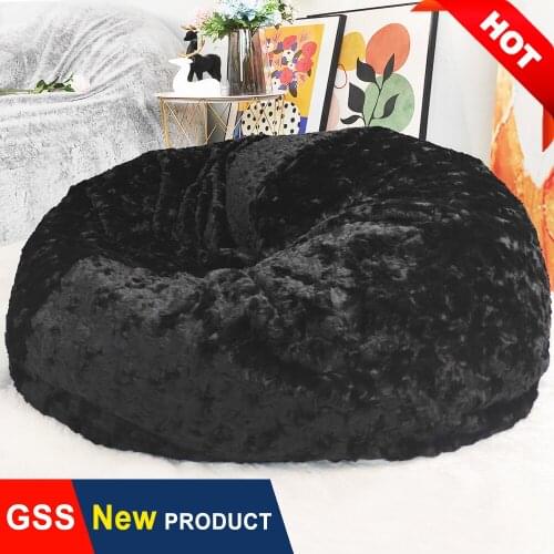 Dropshipping Big Bean Bag Sofa Slipcover Envelope No Filler Floor Seat Washable Fluffy Fur Beanbag Chair for Adults Baby Kids