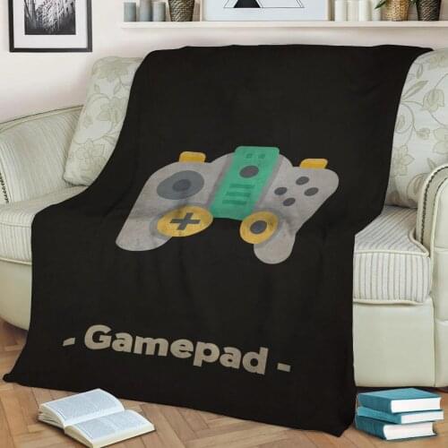 Retro Gamepad Minimalist Throw Blanket Print on Sherpa Blankets Soft for Sofa Customized DIY Plush Thin Quilt