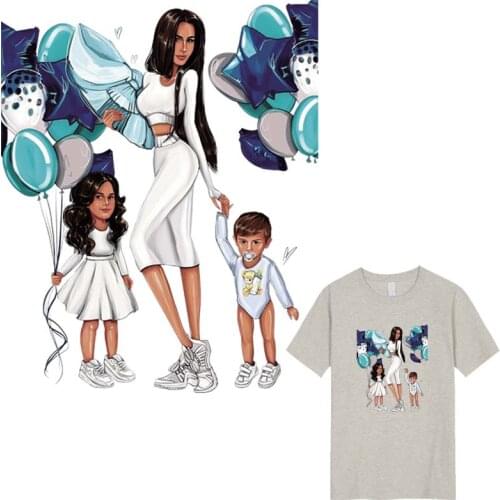 Happy Family Stripe Patches Heat Press Hot Tear Transfer Paper Diy Hoodie Tops Appliques On Clothes