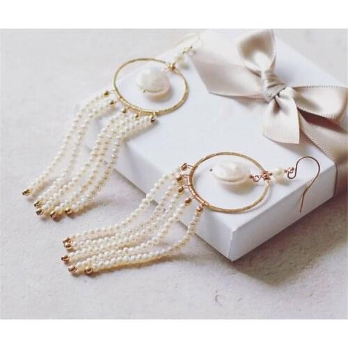 Handmade Natural Pearl Earrings 14K Gold Filled Pearl Earrings Gold Wedding Jewelry Boho Oorbellen Brinco Vintage Women Jewelry