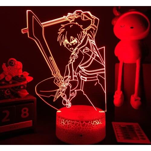 Anime Sword Art Online Led Night Light for Kid Bedroom Decor Child Nightlight Kirito Figure Birthday Gift Bedside Lamp Manga SAO