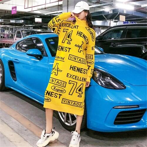 New Tide Turtleneck Sweater Fashion Autumn Winter Sweater Women Clothes Streetwear Casual Loose Long Knitted Sweater SL151