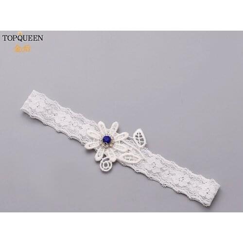 TOPQUEEN Bridal Cosplay Fashion Stocking Wedding Garter Sexy gift for wife lovers Blue Rhinestone Lace Belt Legs Ring TH30