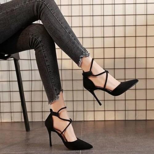 Shoes Women Slippers 2021 Spring Autumn New High Heel Button Womens Sandales Femmes