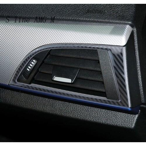 Carbon Fiber Car Styling Center Console Air Outlet Frame Air Front Vent Trim Cover Stickers for BMW 1 Series F20 F21 Accessories