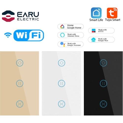 US 240V 10A WiFi Smart Touch Curtain Roller Blinds Motor Switch Tuya Smart Life App Remote Control Works with Alexa Google Home