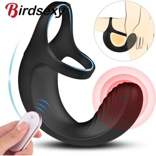 Testicle Vibrator for Men Penis Massager Ring Dildo Sex Toys for Men Chastity Belt Wireless Remote Control Male Prostate Massage