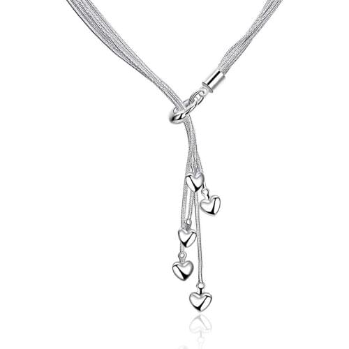 Lureme Simple 925 Silver Multilayer Tassel with Star Chain Necklace for Women (nl004280)