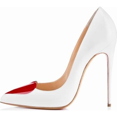 Moraima Snc Loving Heart High Heel Shoes Woman Sexy Thin Heels Pumps 2019 Super High Stiletto Heels 12CM Heels Dress Shoe White