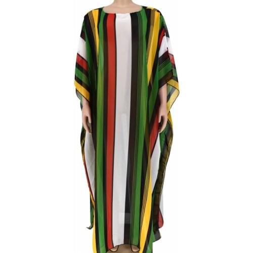 Abaya Muslim Dresses Women 2021 Summer New Colorful Stripes Boubou Robe Fashion Elegant Arab Dubai Islamic Party Dress Vestidos