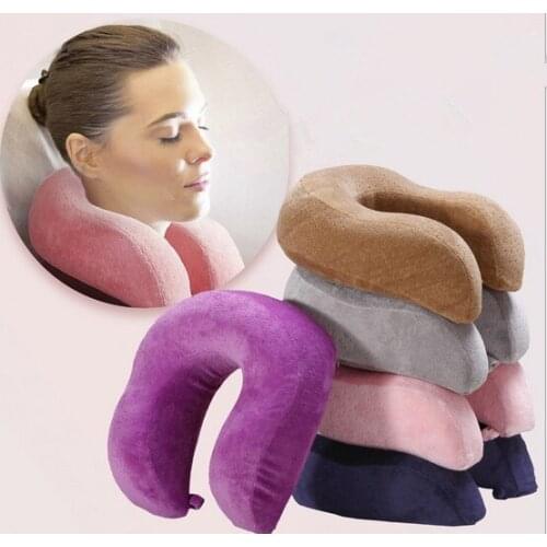 1PC U Shaped Slow Rebound Memory Foam Pillow Travel Neck Pillows Health Care Headrest For Office Car Flight Traveling OU 027