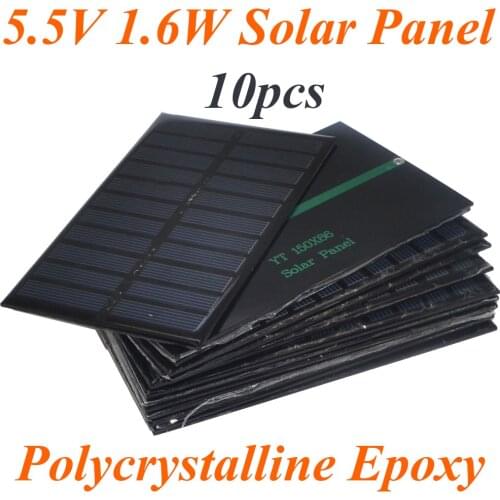 10pcs/lot Hot Sale 5.5V 270mA 1.6W Mini Solar Panels Small Solar Power 3.6v Battery Charge Solar Led Light Solar Cells 10001029
