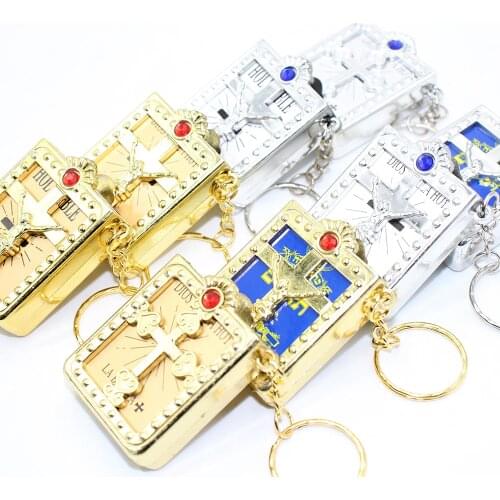 10pcs Gold Silver Real Mini Holy Bible Keychain, Christian Jesus Cross Keychain, Easter First Communion Party Favor For Guests