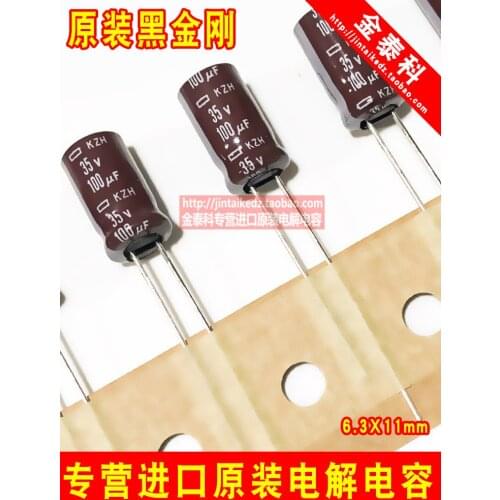 100PCS/50pcs Japan NIPPON Electrolytic Capacitor 35V100UF 6.3X11 KZH Long Life 100UF35V FREE SHIPPING