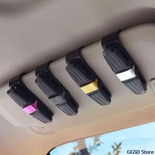 2 in 1 Car Eyeglass Holder Glasses Holder Clip Card Ticket Holder Fastener Auto Interior Sunglasses Sun Visor Glasses Clip Clamp