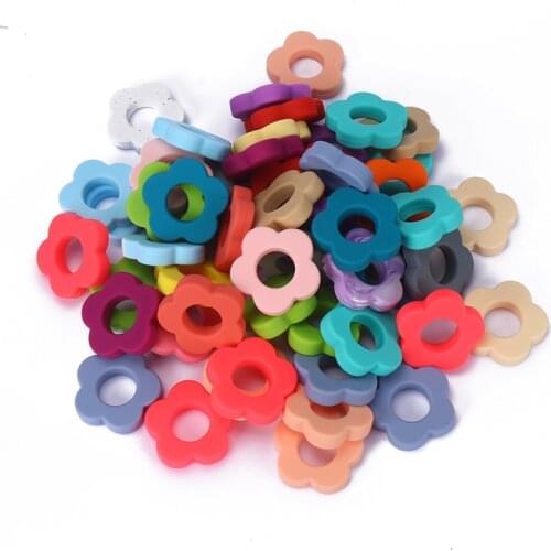 3Pcs/Lot New 37 Colors Baby Pacifier Chain Accesories DIY Baby Teething Beads Sun Flower Beads for Chew Toy BPA Free