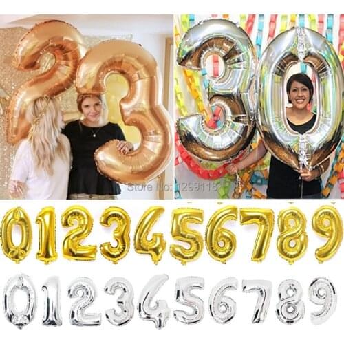 30 Inch Number Foil Balloons Digtal Number Helium Balloons Birthday Party Wedding Decoration Event Party Suppliers