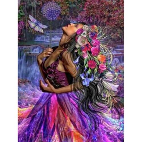 5D DIY Diamond Painting Full Drill Portrait Art Mosaic Diamond Embroidery Woman Picture of Rhinestones Kits Wall Decor FH123