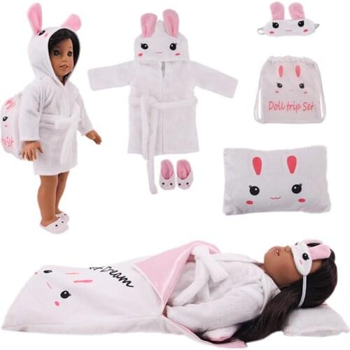 6PCS Doll Sleeping Bag Unicorn Kitty Pajamas Shoes For 18 Inch American Girl&43cm New Baby Born Doll,Our Generation Doll,Toys